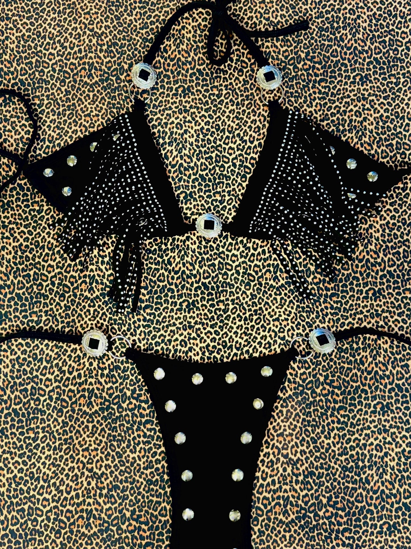 BLACK FRINGE BIKINI SET